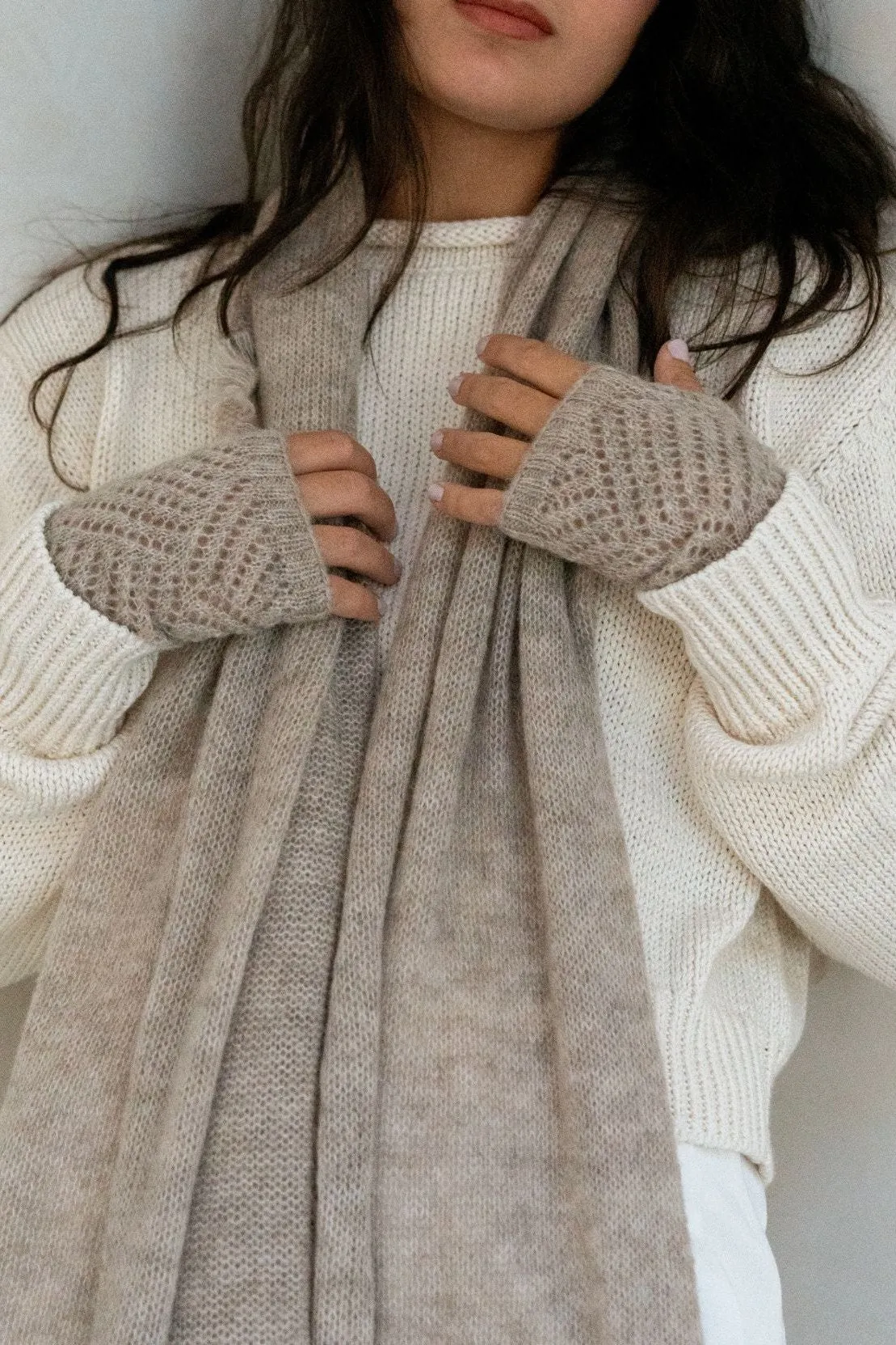 Billy Open Mittens - Oat
