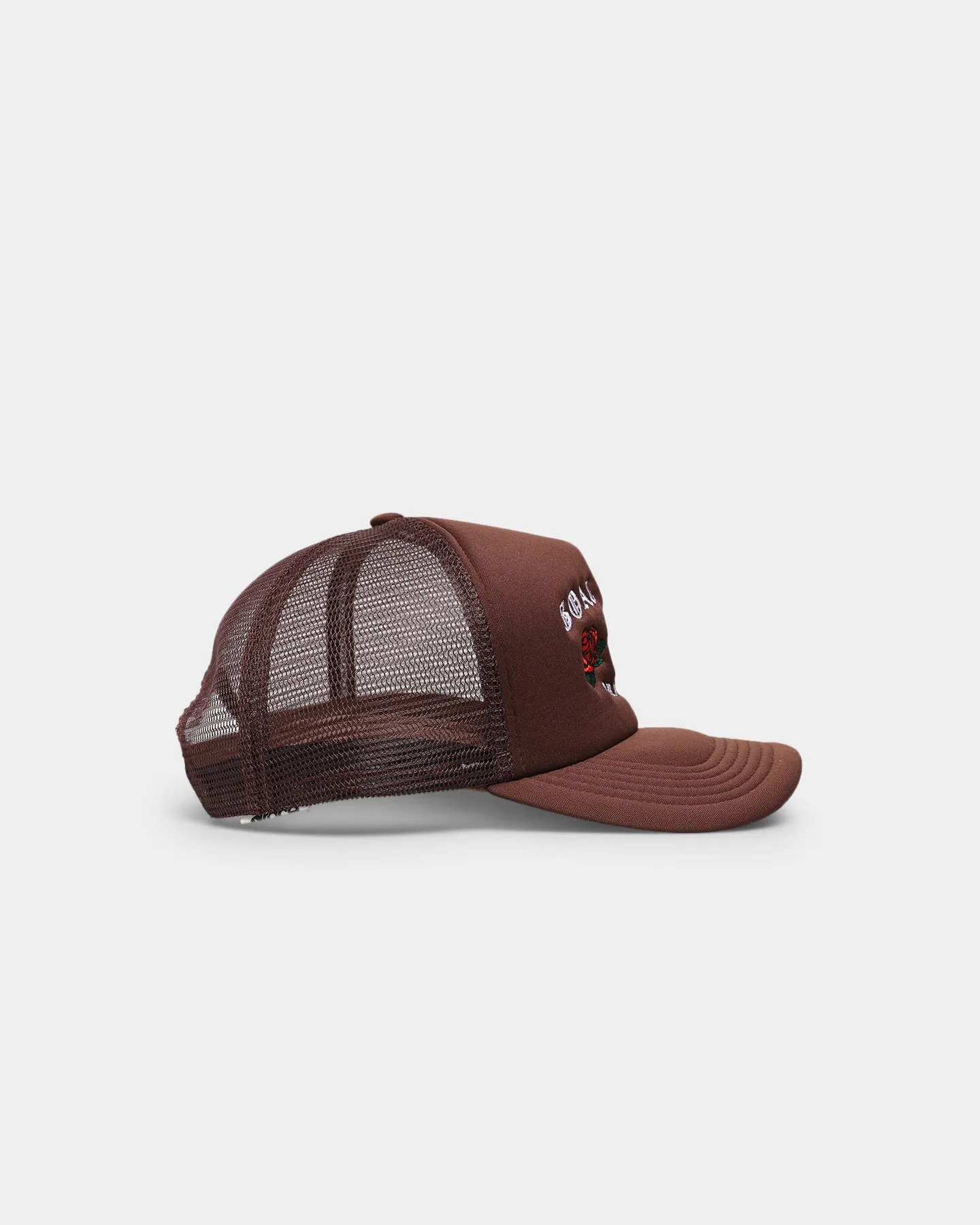 Goat Crew Metal Trucker Snapback Brown