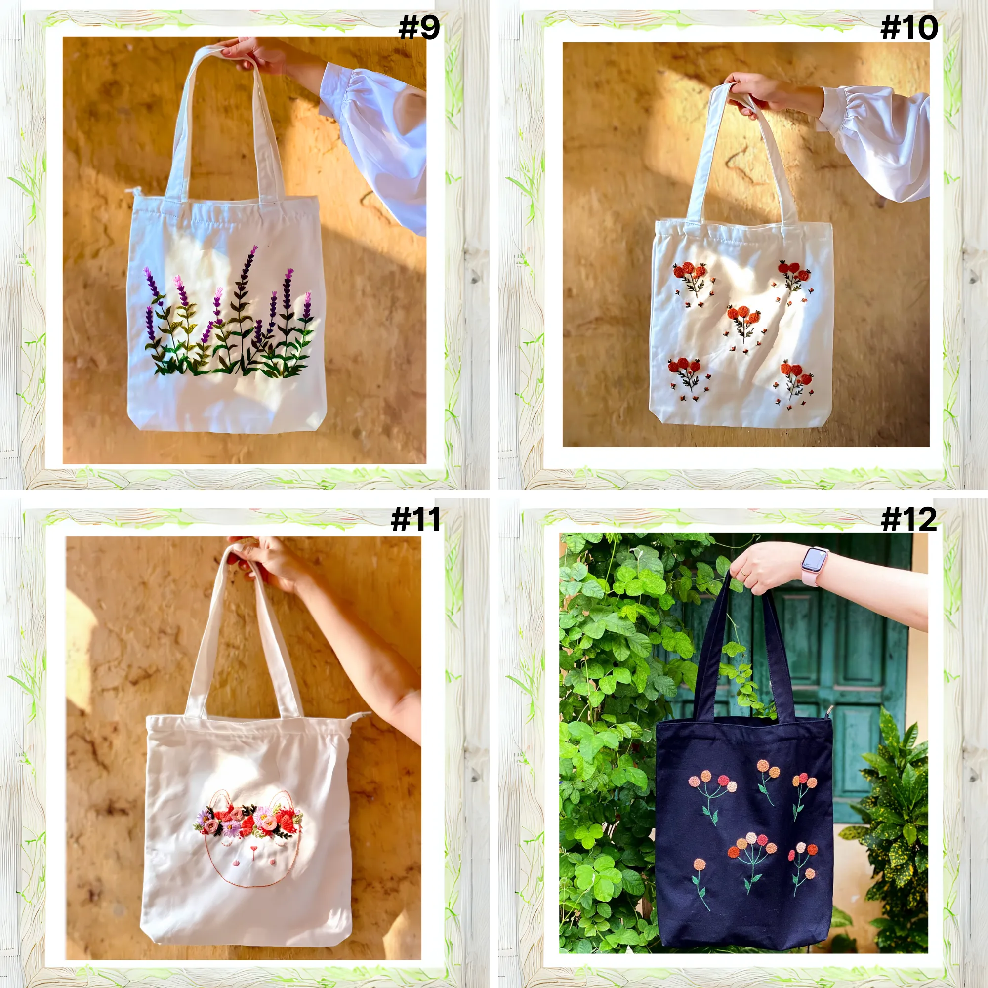 Hand Embroidered Bags Little Flowers Tote
