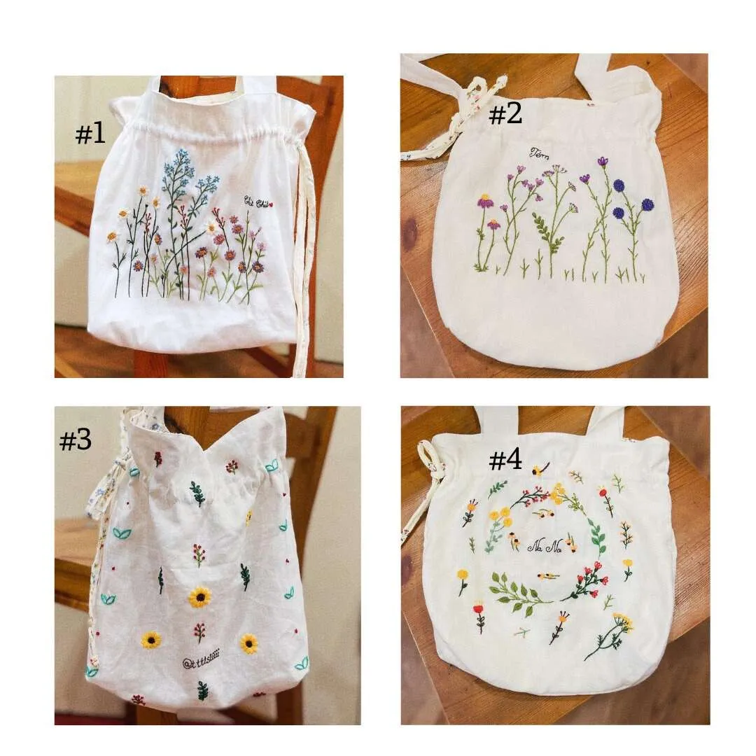 Hand Embroidered Bags Little Flowers Tote