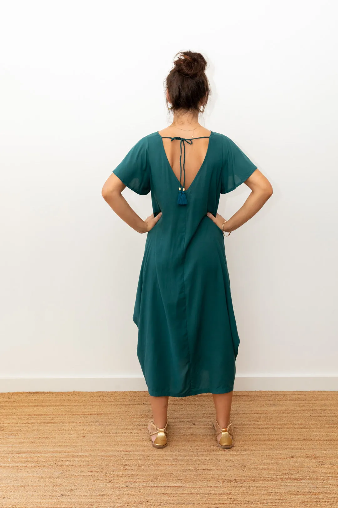 Midi Wingdress Sleeved - teal