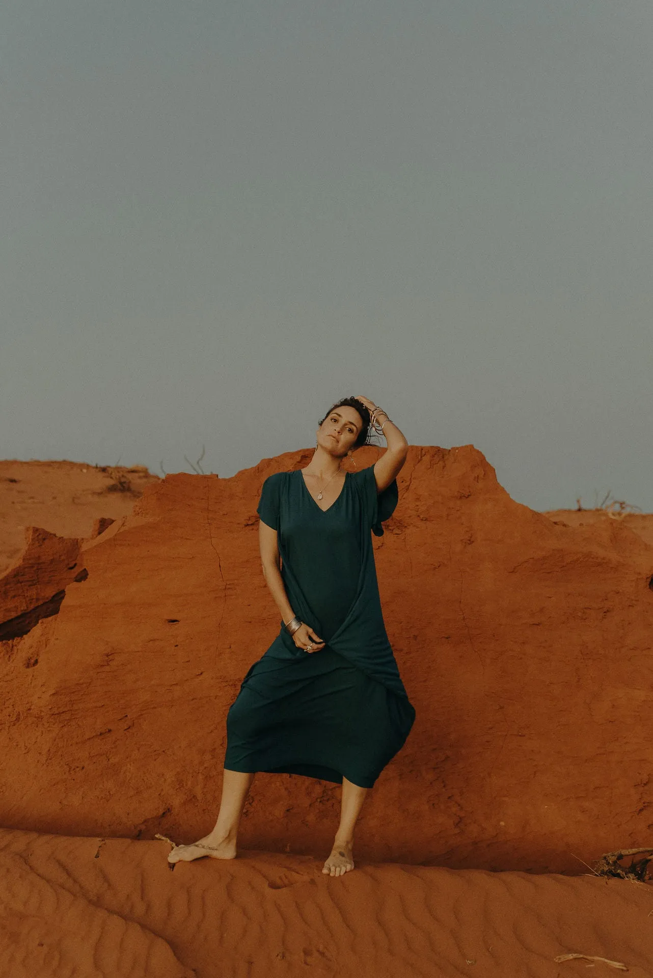 Midi Wingdress Sleeved - teal