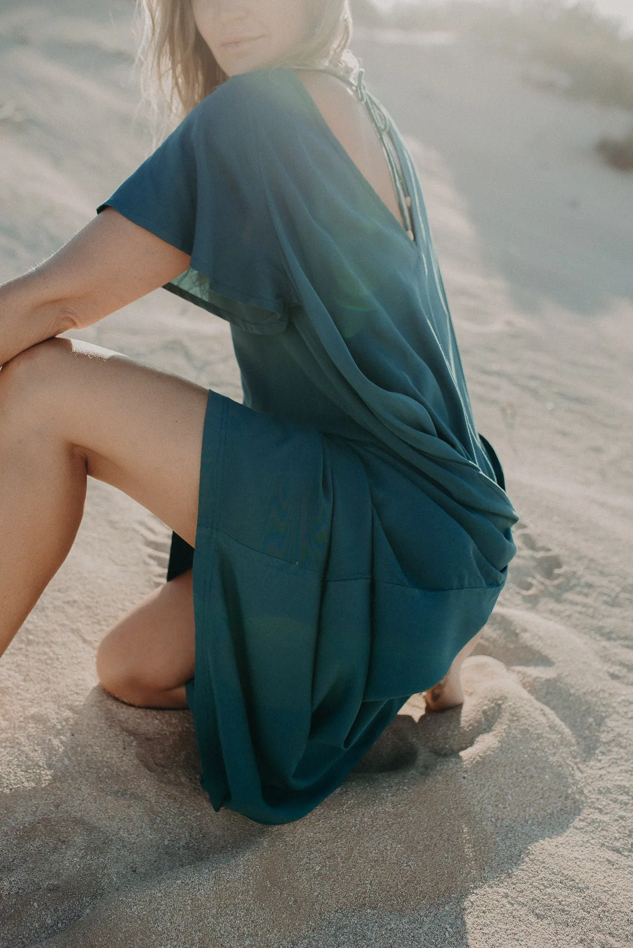 Midi Wingdress Sleeved - teal