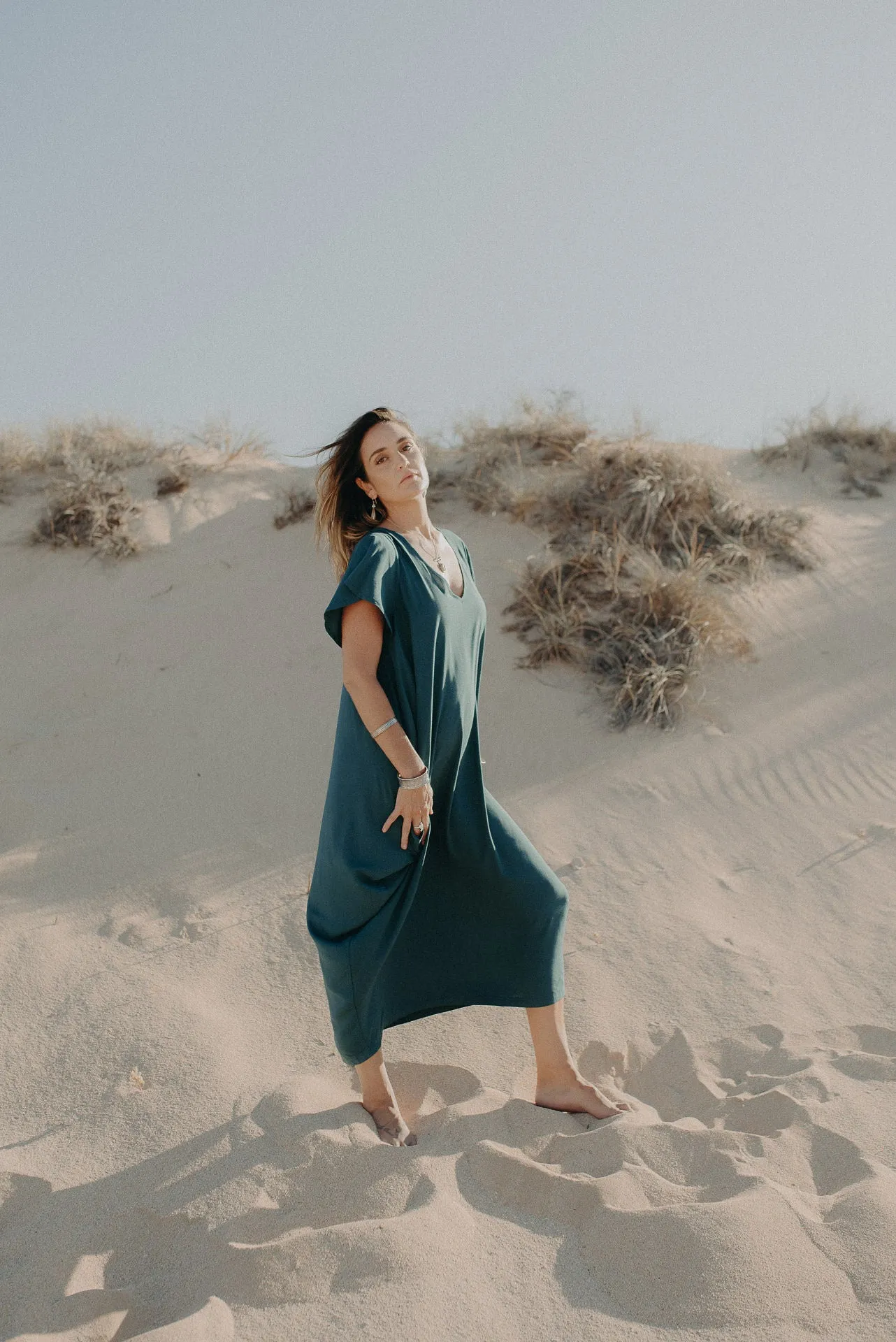 Midi Wingdress Sleeved - teal
