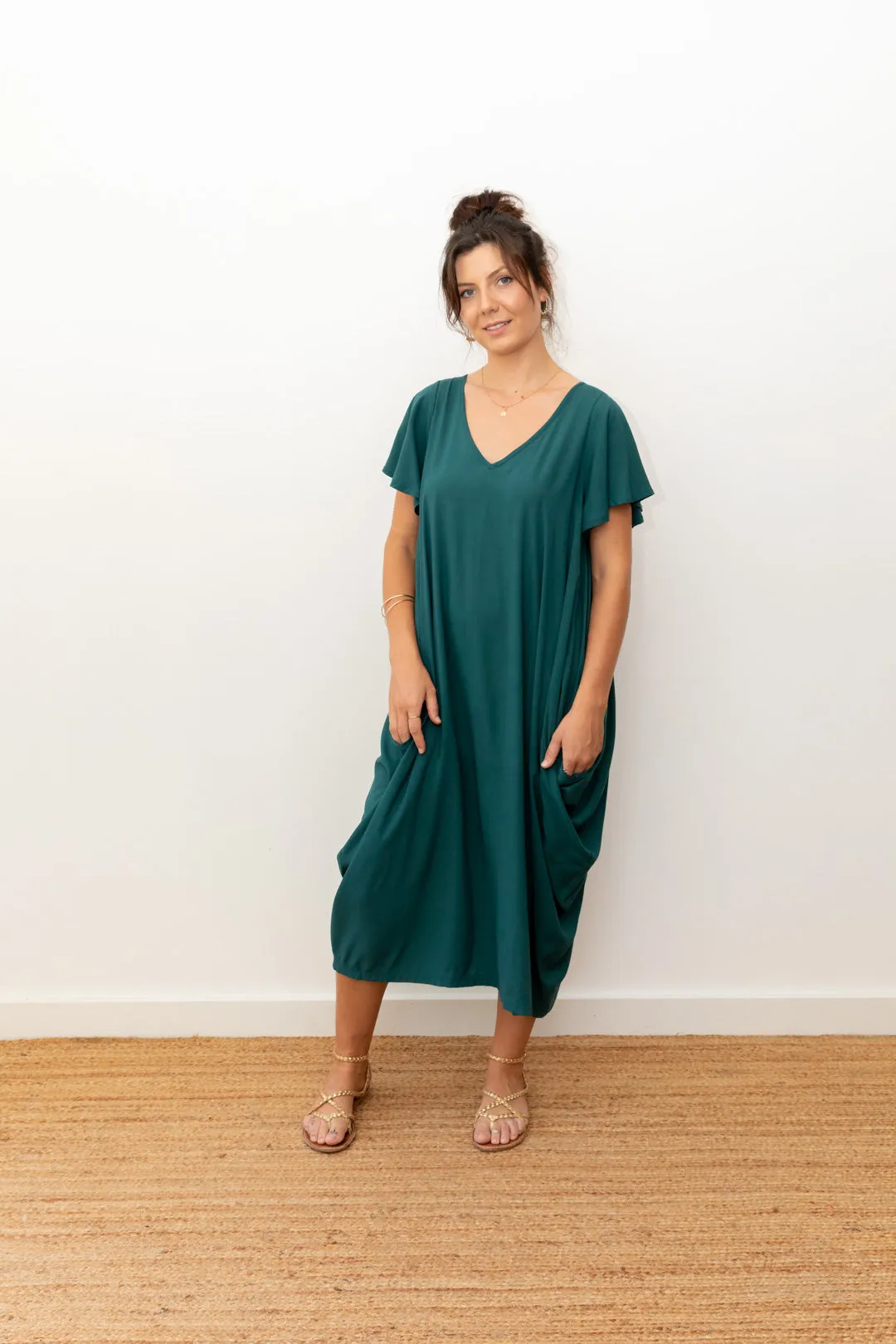 Midi Wingdress Sleeved - teal