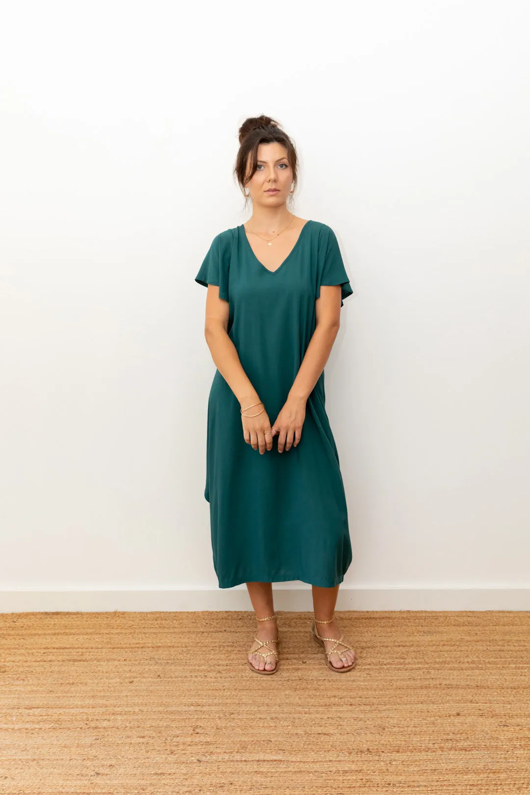 Midi Wingdress Sleeved - teal