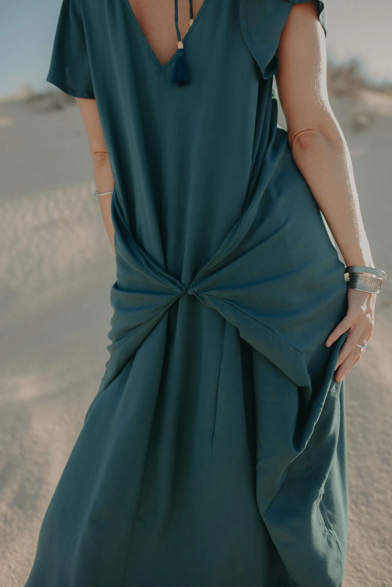 Midi Wingdress Sleeved - teal
