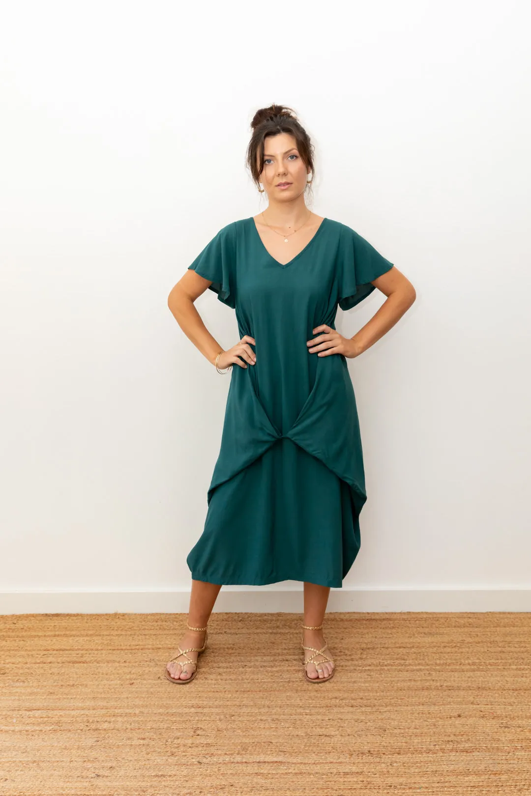 Midi Wingdress Sleeved - teal