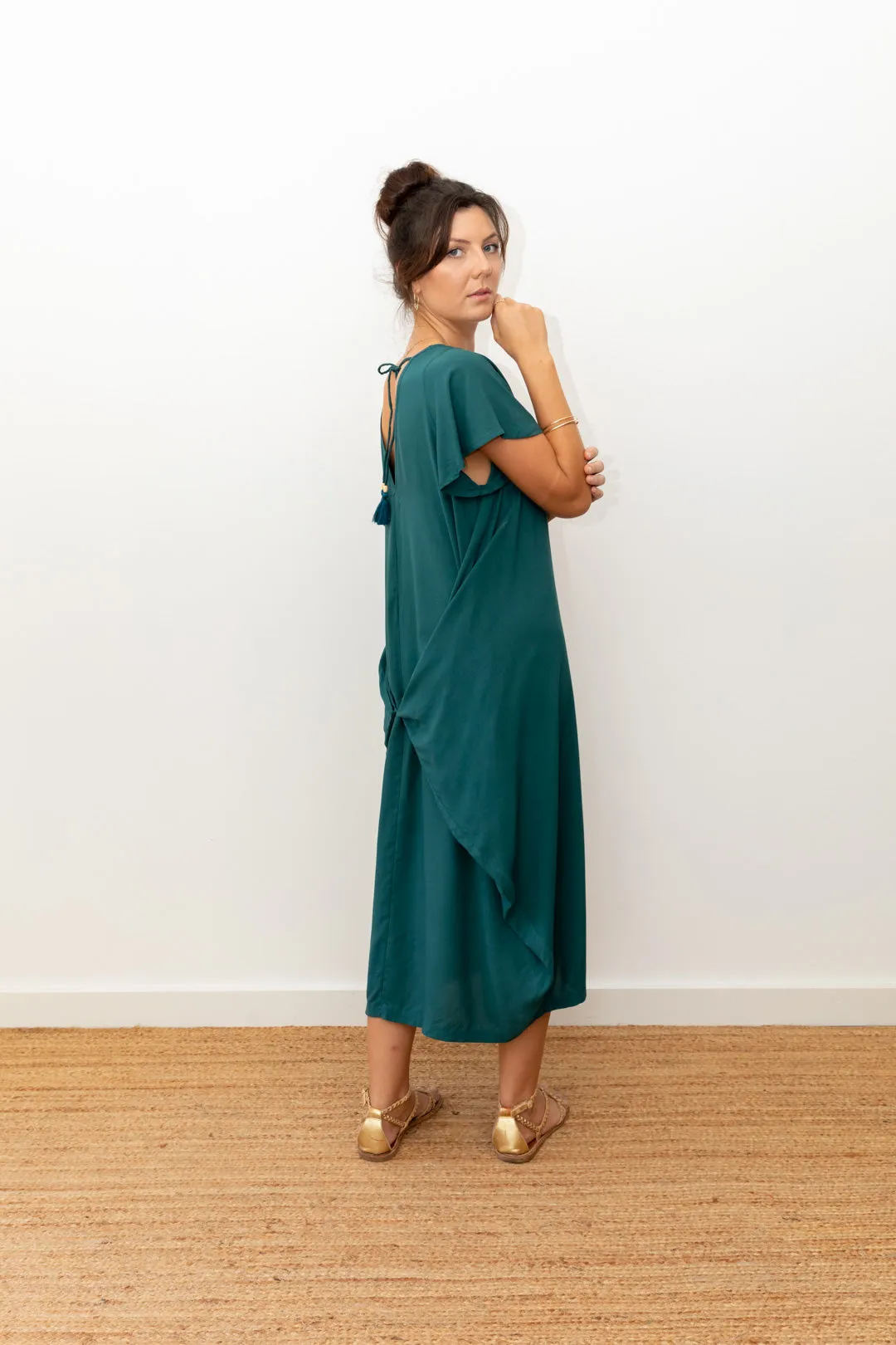 Midi Wingdress Sleeved - teal