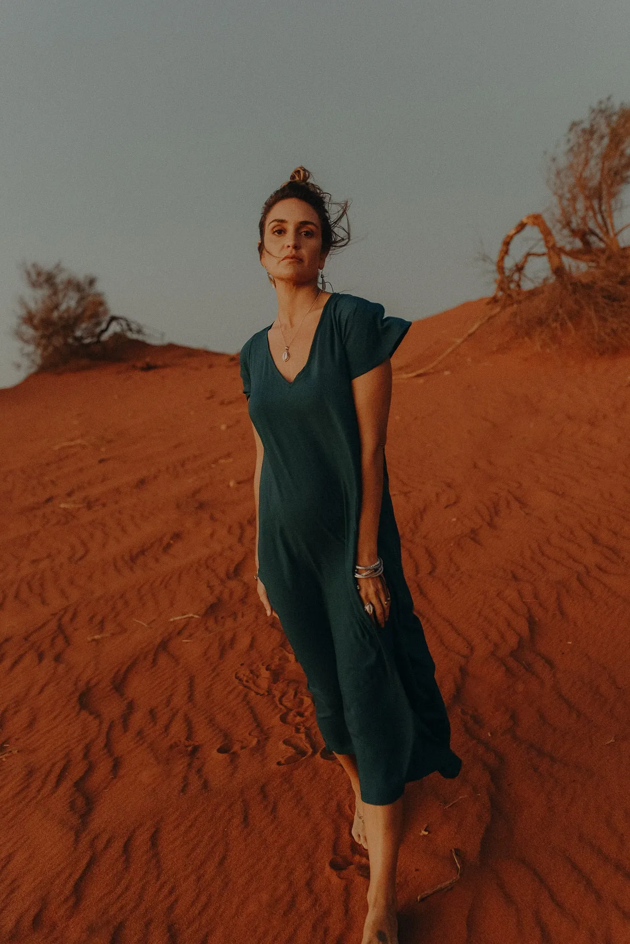 Midi Wingdress Sleeved - teal