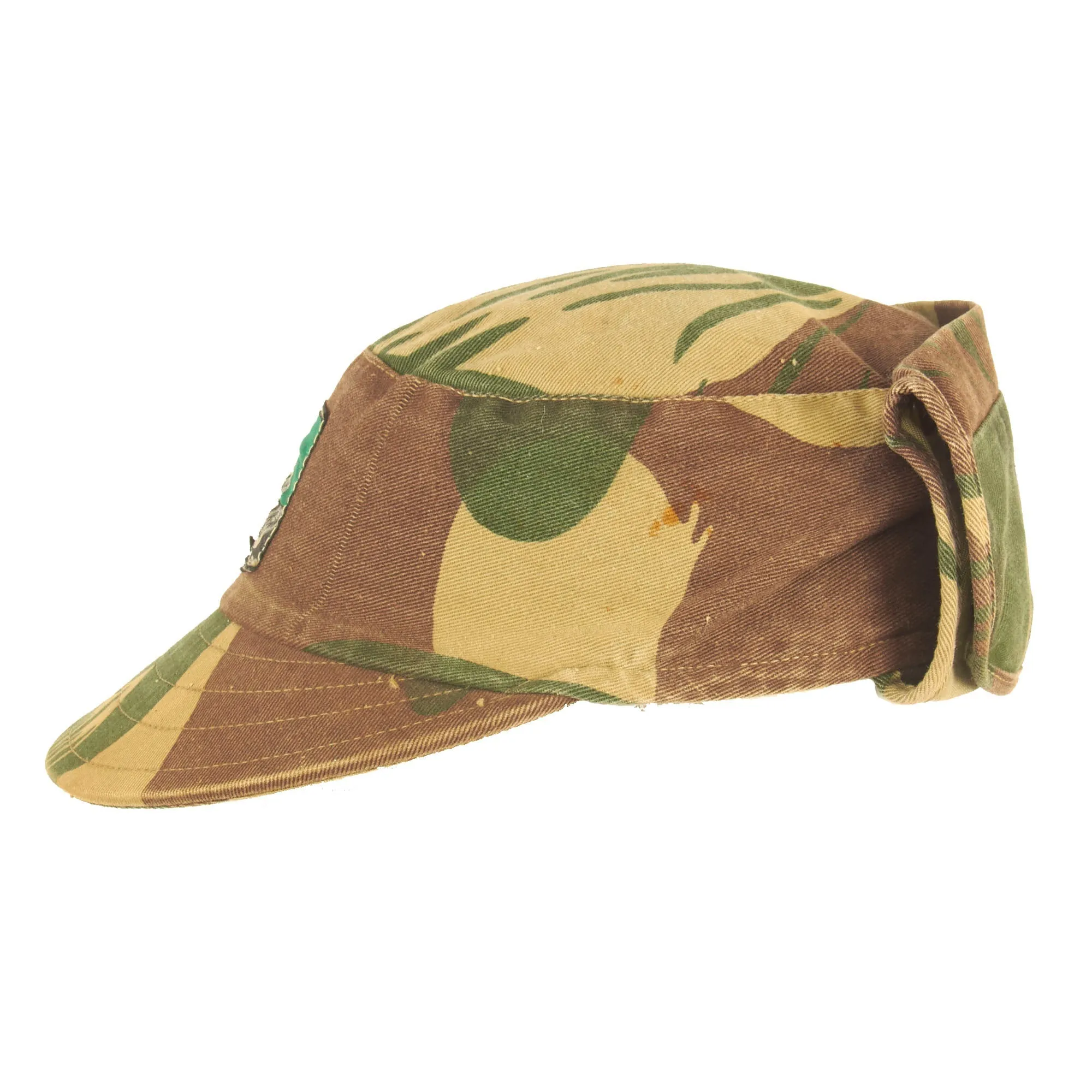 Original Rhodesian Bush War Era 1st Battalion Rhodesian African Rifles Brushstroke Camouflage Pattern Keko (Swallowtail) Patrol Cap With Neck Protector - Size 56cm