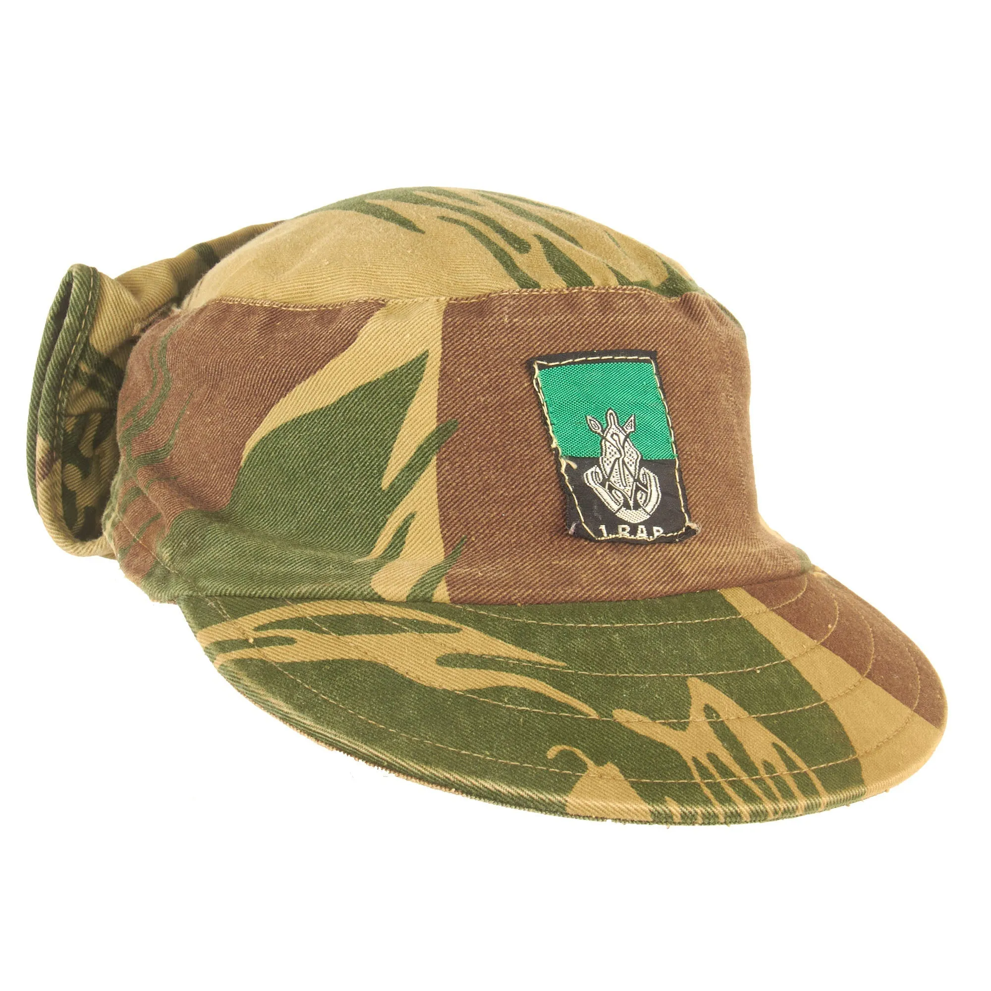 Original Rhodesian Bush War Era 1st Battalion Rhodesian African Rifles Brushstroke Camouflage Pattern Keko (Swallowtail) Patrol Cap With Neck Protector - Size 56cm