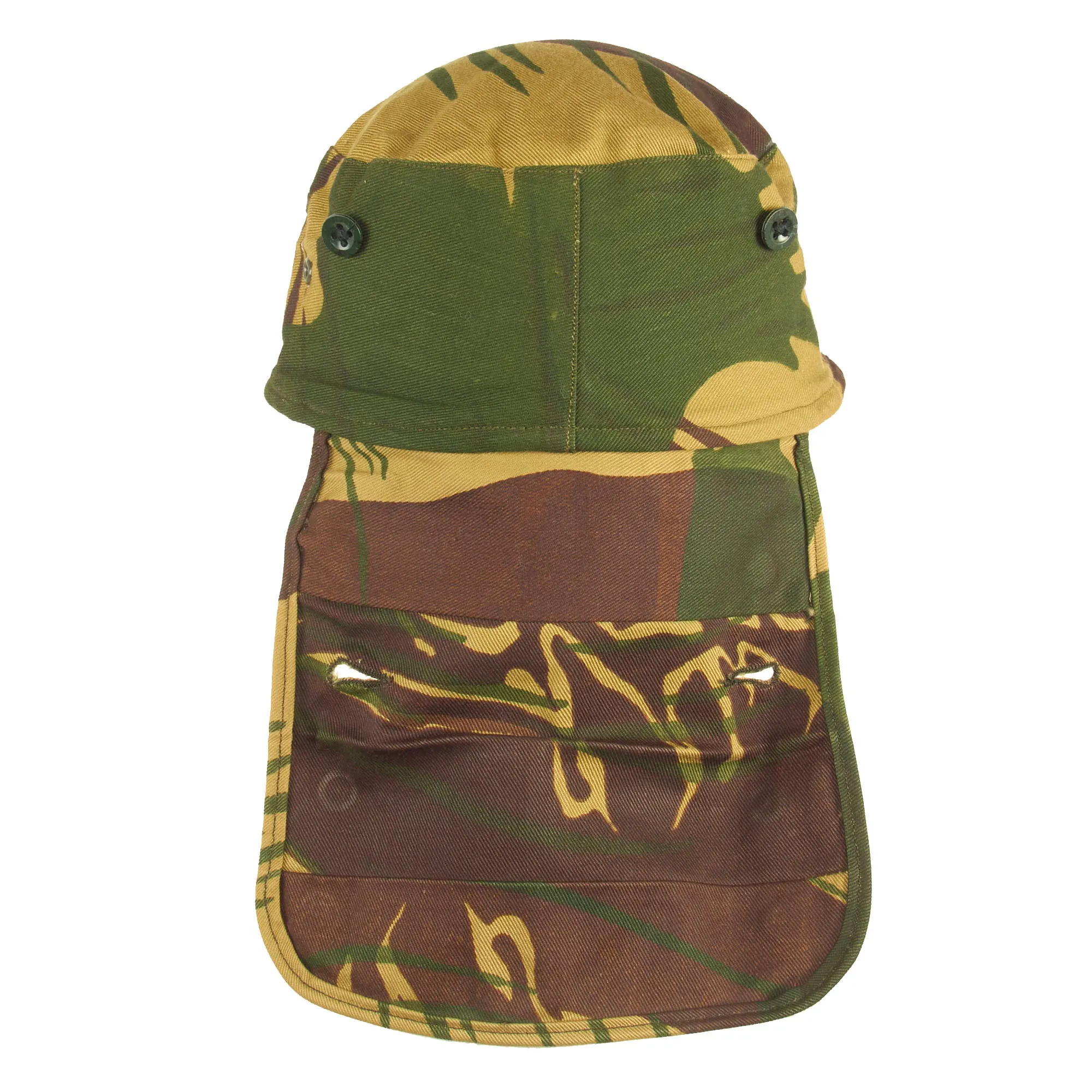 Original Rhodesian Bush War Era Unissued Rhodesian Brushstroke Camouflage Pattern Keko (Swallowtail) Patrol Cap With Neck Protector - Size 7