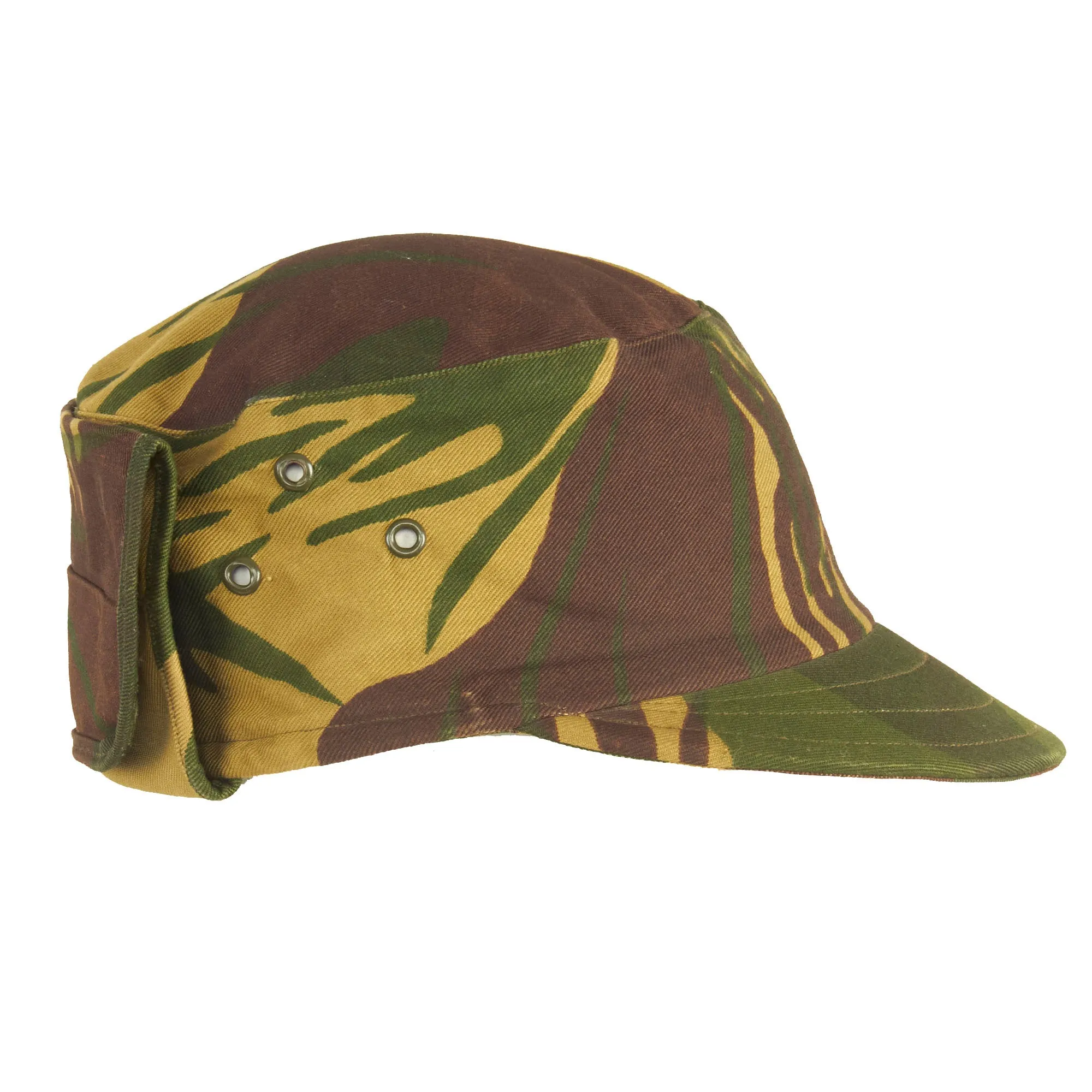 Original Rhodesian Bush War Era Unissued Rhodesian Brushstroke Camouflage Pattern Keko (Swallowtail) Patrol Cap With Neck Protector - Size 7