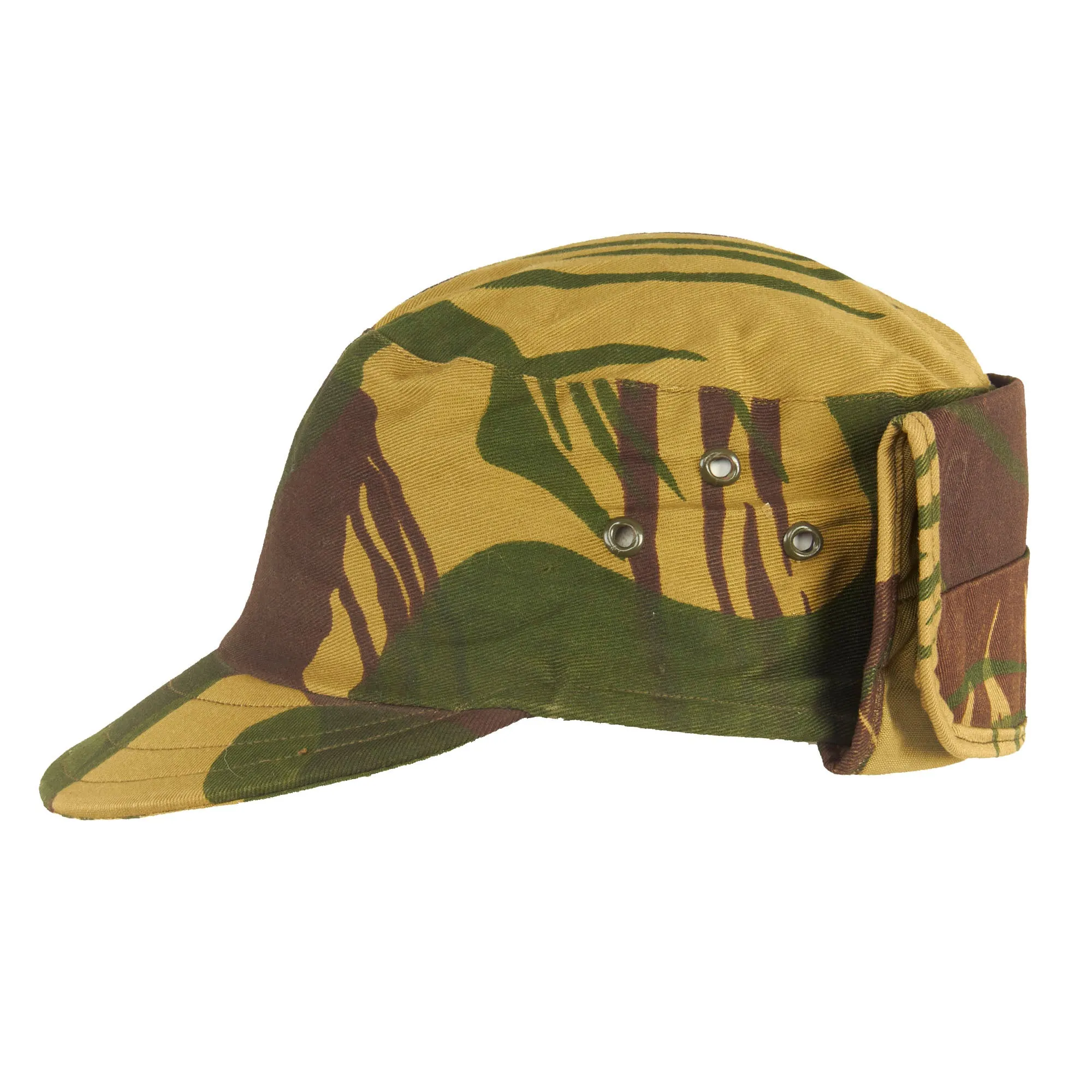 Original Rhodesian Bush War Era Unissued Rhodesian Brushstroke Camouflage Pattern Keko (Swallowtail) Patrol Cap With Neck Protector - Size 7