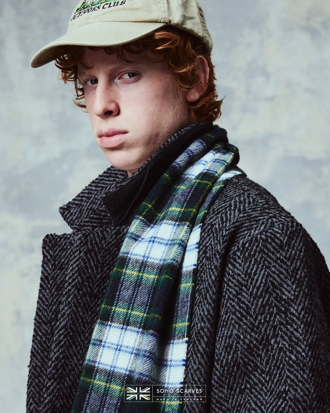 UK Wool Scarf - Highlands Tartan in Green