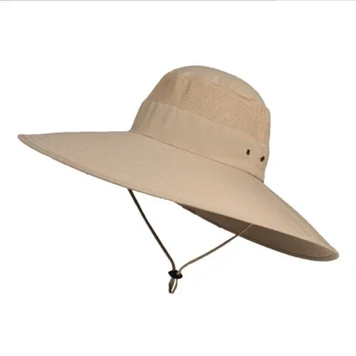 Wide Brim Men's Solid Color Waterproof Boonie Hats